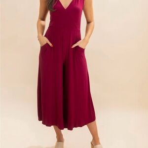 Zenana Elegant Burgundy Jumpsuit